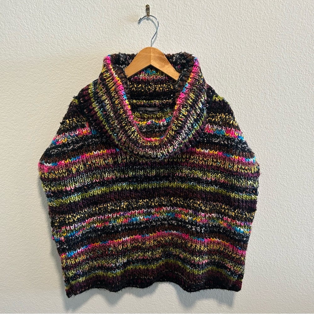 Anthropologie Multicolor Cowl Neck Sweater sleeveless Pierre Chunky Lnot Vest